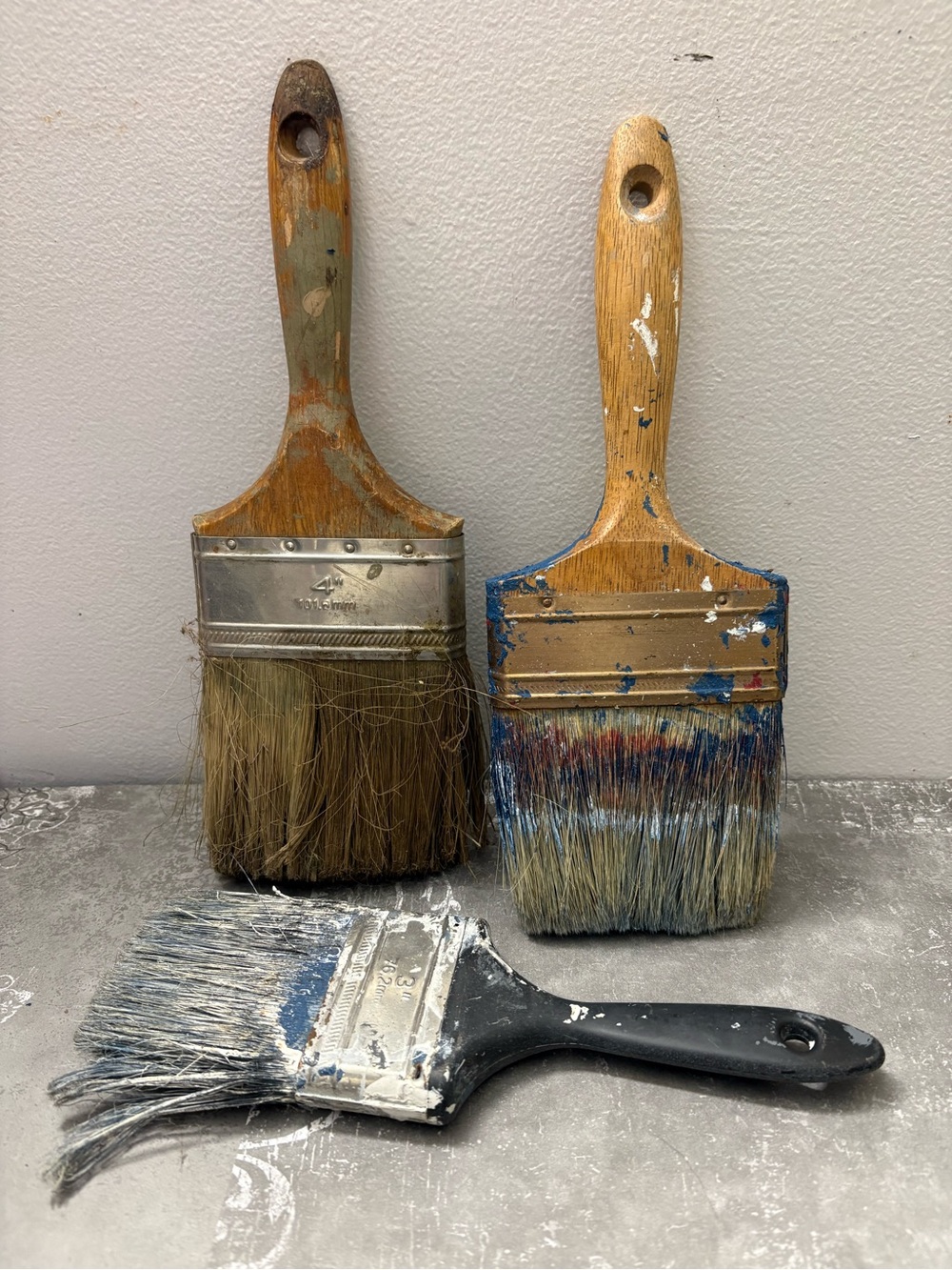 Set of 3 Used Paint Brushes for Crafting